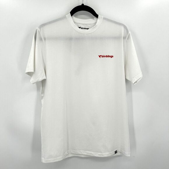 BIRDDOGS Men's White Blue Red Floral Bird Graphic Print T-Shirt Size Medium - Picture 2 of 7